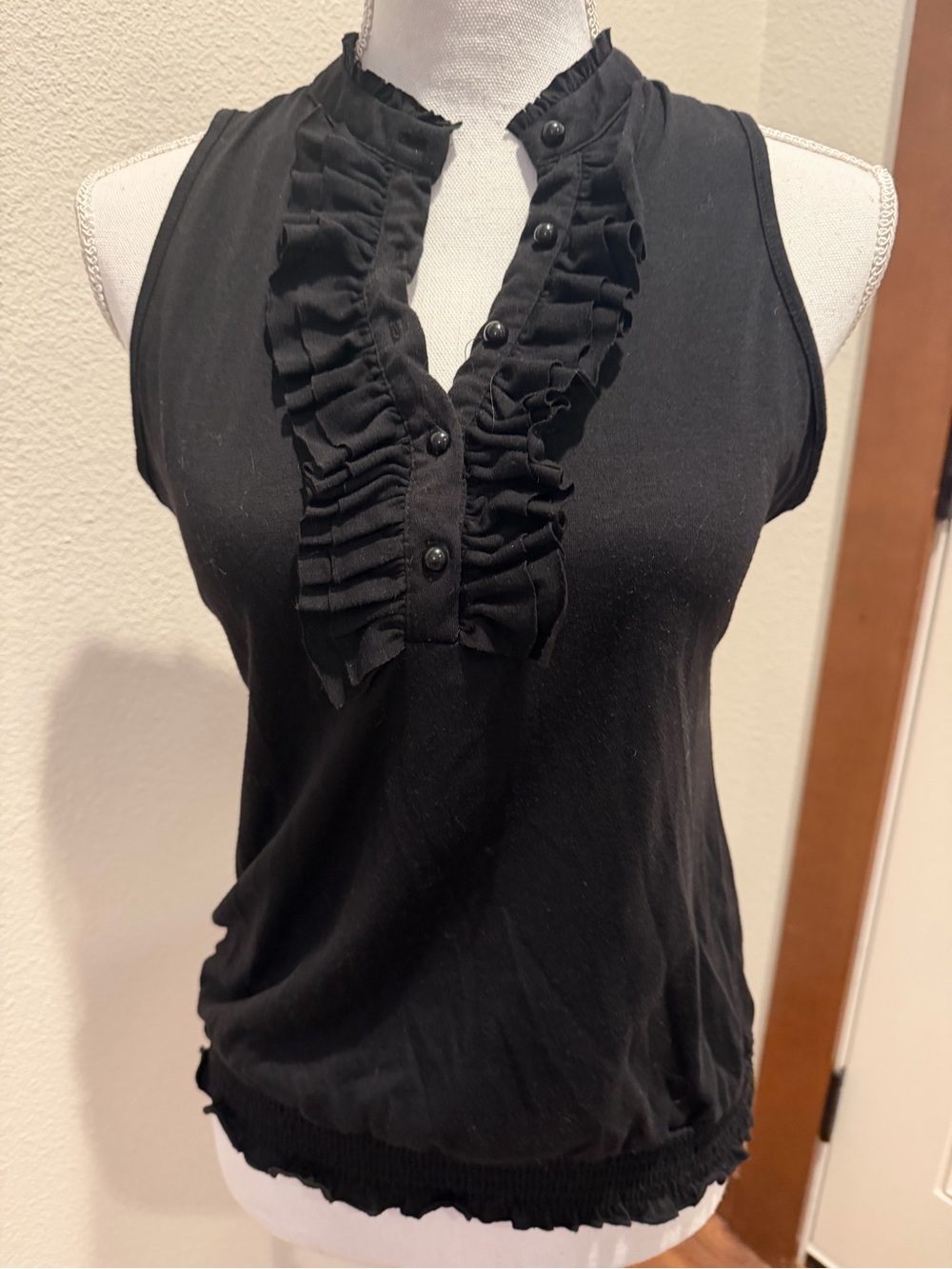Women’s Black Ruffle Sleeveless Top